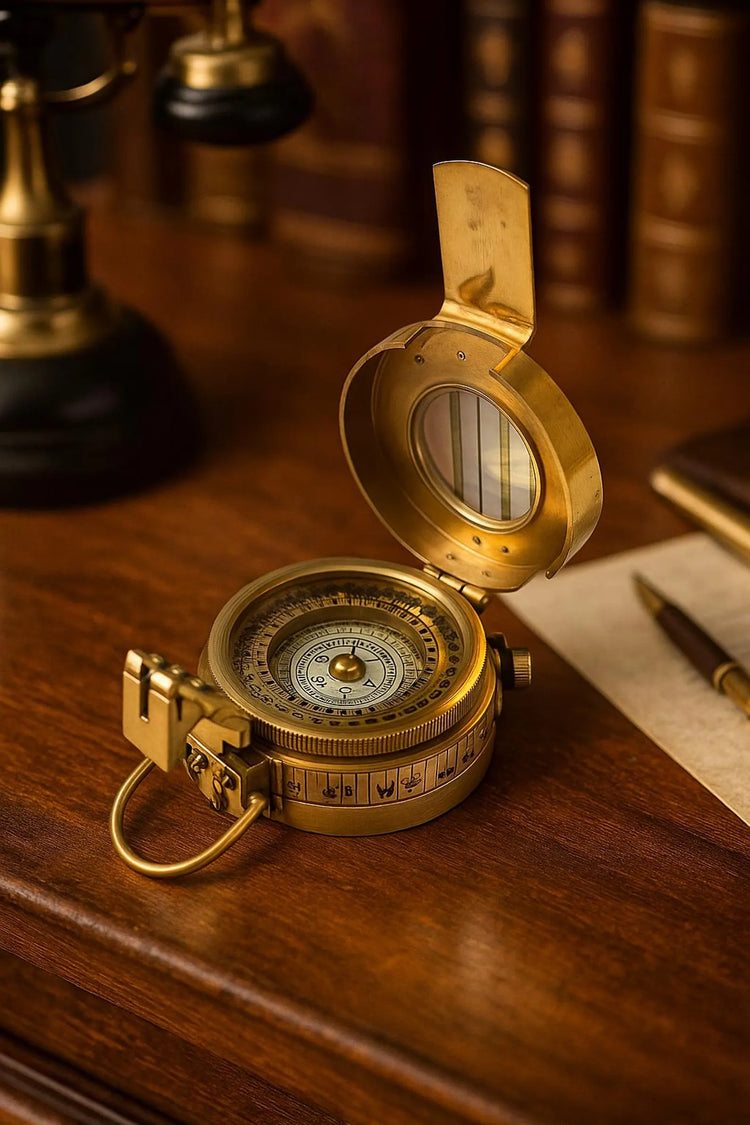 Antique-Style Brass Pocket Compass – Maritime Navigation Instrument