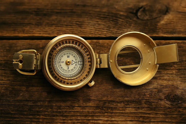 Antique-Style Brass Pocket Compass – Maritime Navigation Instrument