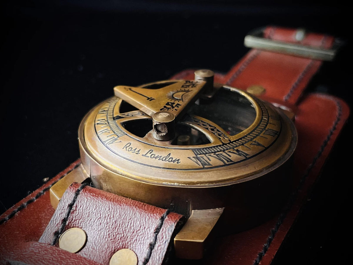 Brass Sundial Compass Wrist Watch – Custom Engraved Gift
