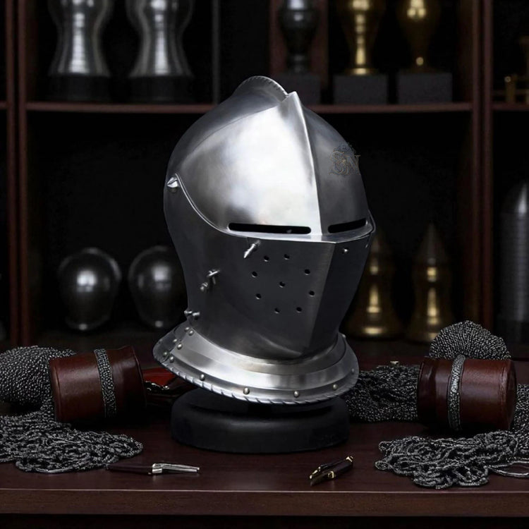 Gothic Armet Helmet – Handmade Steel Medieval Knight Full-Face Armor