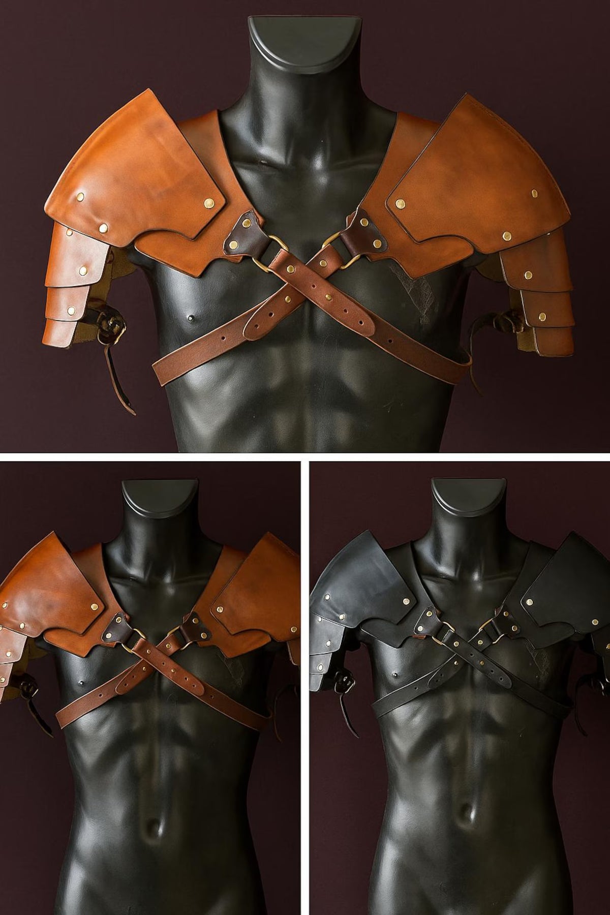 Handmade Leather Shoulder Pauldron: Medieval Armor, LARP Cosplay