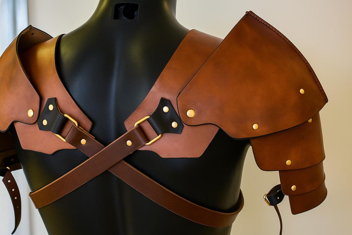 Handmade Leather Shoulder Pauldron: Medieval Armor, LARP Cosplay