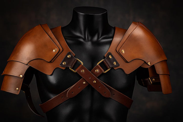 Handmade Leather Shoulder Pauldron: Medieval Armor, LARP Cosplay
