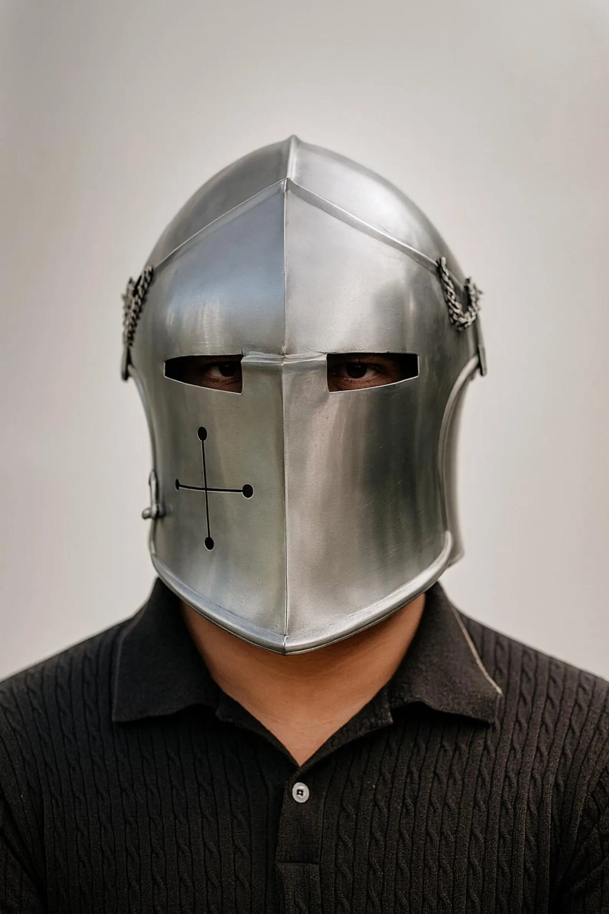 Barbuta Helmet – Medieval Knight Armor, 18-Gauge Steel, Visored Warrior Helmet for Cosplay & Halloween