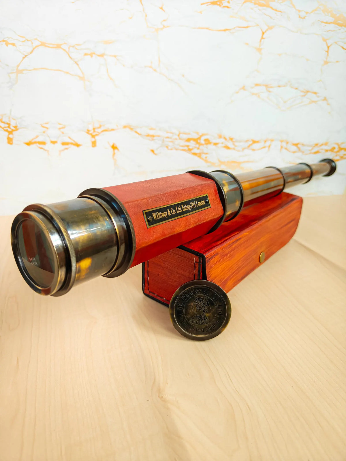 Personalized Brass Spyglass Telescope – Handmade 24" Victorian Marine Telescope with Leather Case