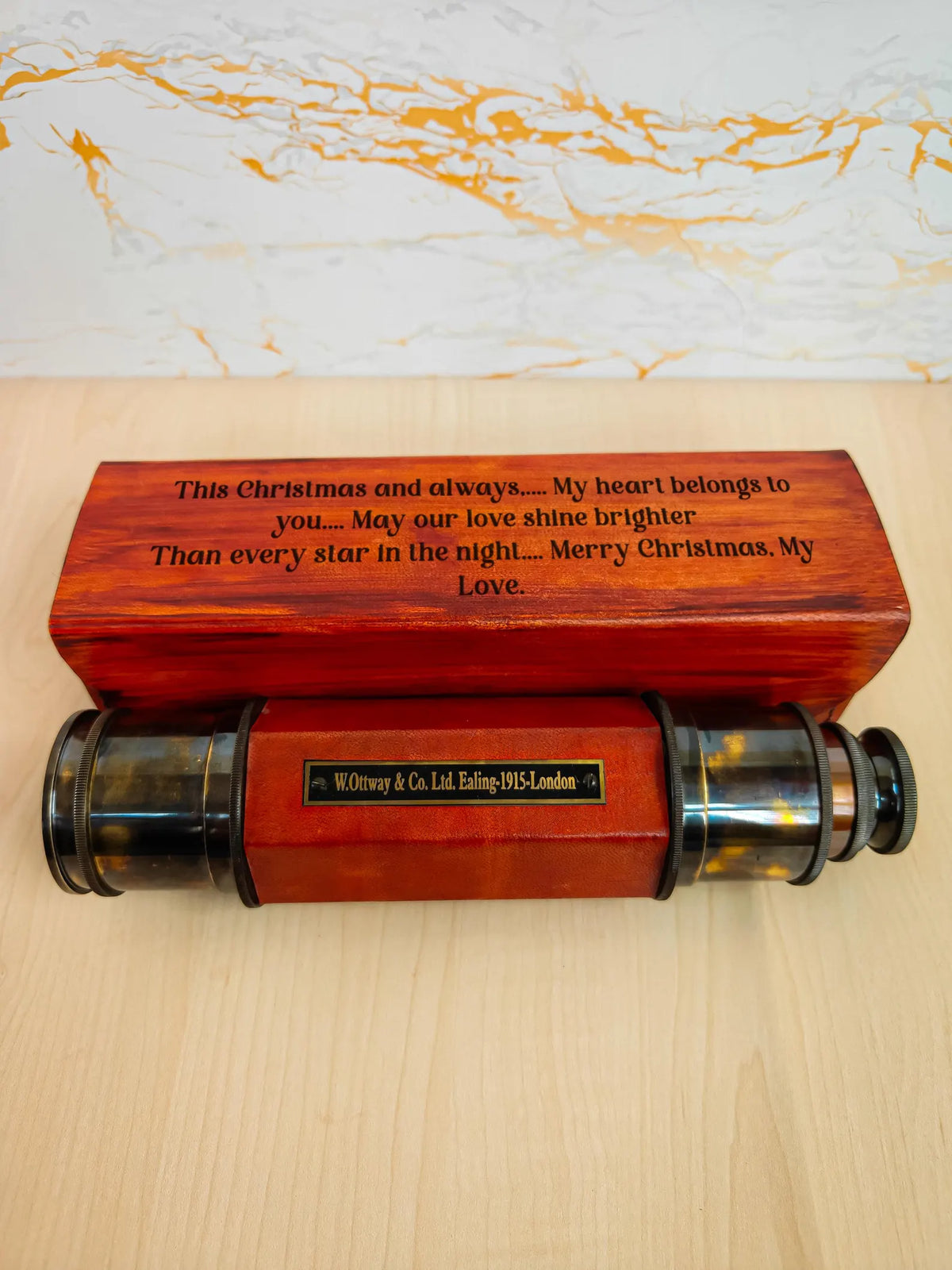 Personalized Brass Spyglass Telescope – Handmade 24" Victorian Marine Telescope with Leather Case
