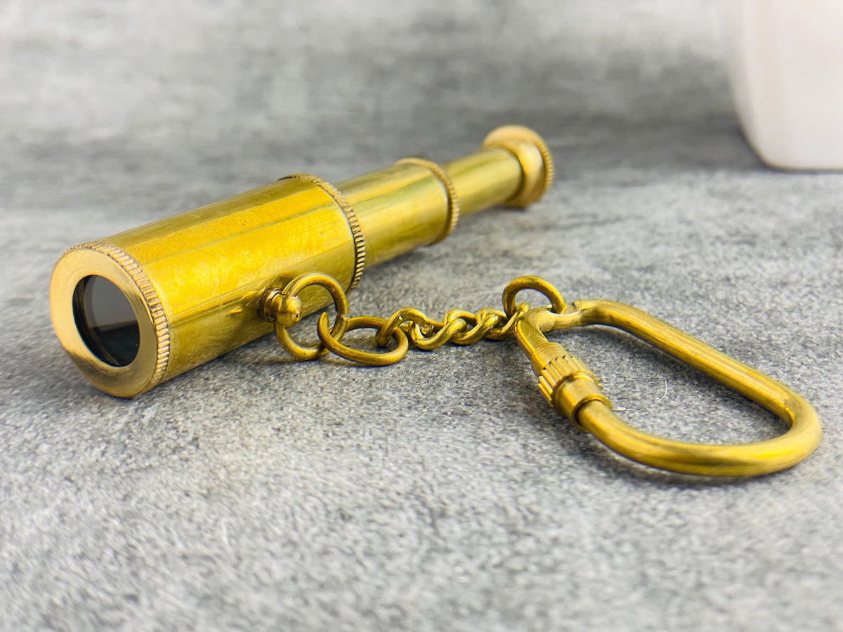 Solid Brass Mini Telescope Keychain – Gift for Astronomy Lovers