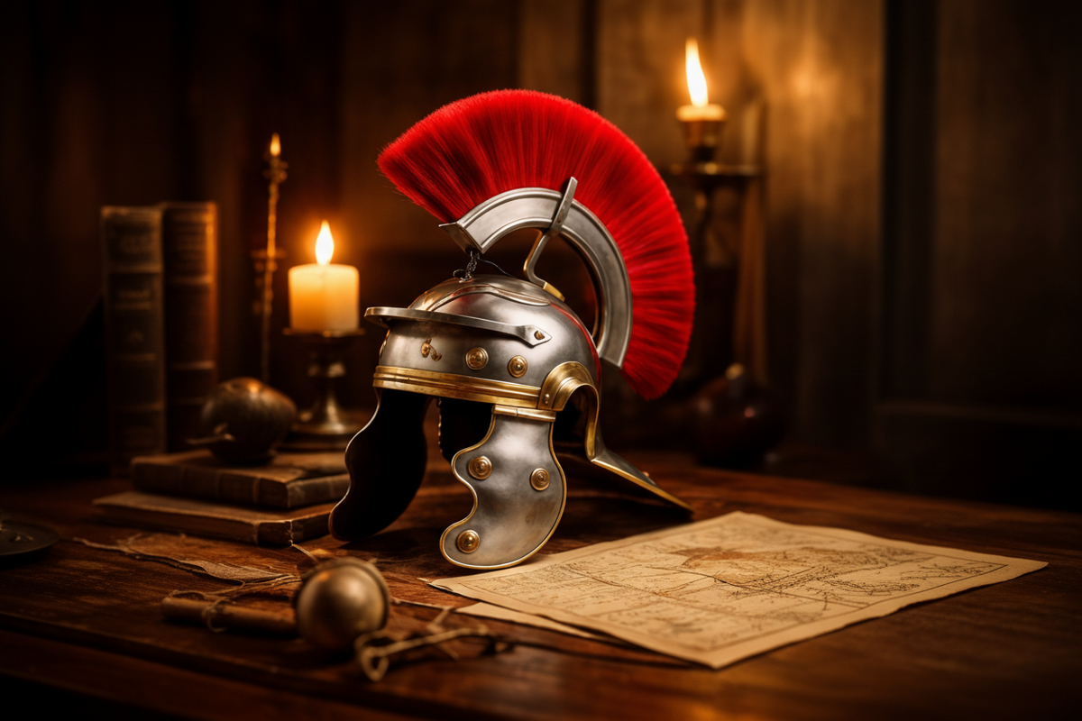 Roman Centurion Steel Helmet – Collectible Replica with Display Stand